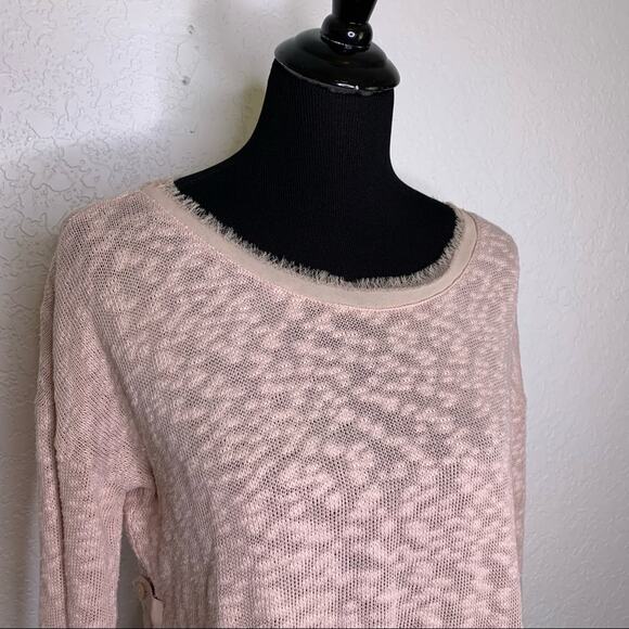 Anthropologie Deletta light pink burnout ruffle bottom top size Small - Picture 2 of 15
